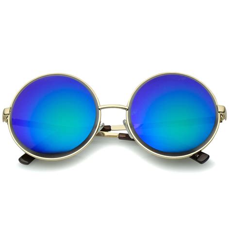 round purple mirror sunglasses